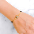 Round Green Meenakari Two-Chain 22k Gold Bracelet