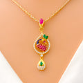 22k-gold-Vibrant Graceful Peacock CZ Pendant 