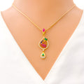 22k-gold-Vibrant Graceful Peacock CZ Pendant 