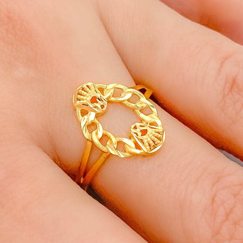 Lightweight Crown Accented 22k Gold Ring