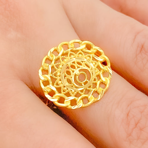 Special Blooming Sunflower 22k Gold Ring