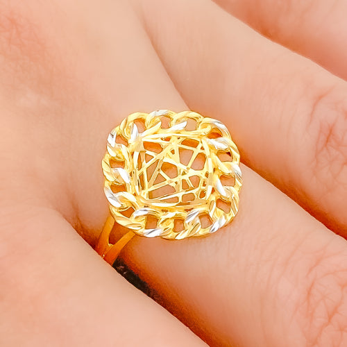 Unique Domed Mesh 22k Gold Ring