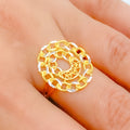 Reflective Two-Tier Oval 22k Gold Ring