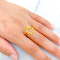 Petite Halo Chain Link 22k Gold Ring