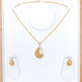 Floral Asymmetrical 22k Gold Two-Tone Pendant Set