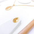 Floral Asymmetrical 22k Gold Two-Tone Pendant Set