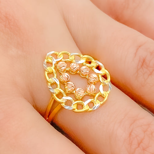 Plush Beaded Pear 22k Gold Ring