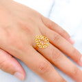 Plush Beaded Pear 22k Gold Ring