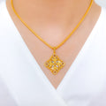 Sophisticated Floral Vine 22k Gold Pendant Set