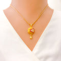 22k-gold-Majestic Honey Comb CZ Pendant 