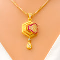 22k-gold-Majestic Honey Comb CZ Pendant 