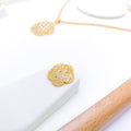 Elevated Floral Hearts 22k Gold Pendant Set