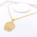 Elevated Floral Hearts 22k Gold Pendant Set