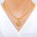 Dazzling Diamond Shaped 22k Gold Pendant Set