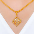 Dazzling Diamond Shaped 22k Gold Pendant Set