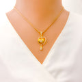 22k-gold-Dangling Dual Heart CZ Pendant 