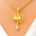 22k-gold-Dangling Dual Heart CZ Pendant 