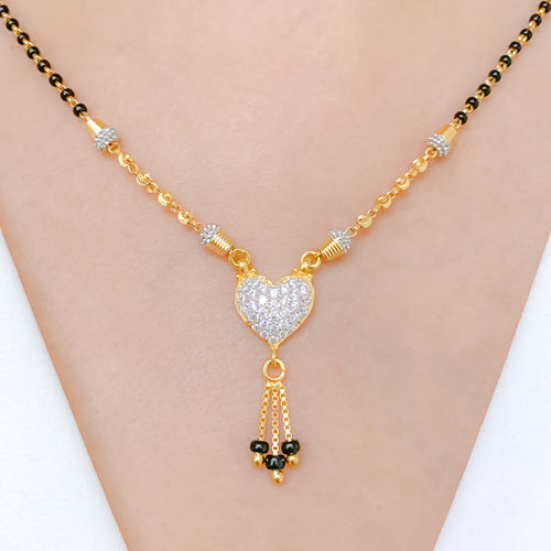 Charming CZ Heart + Tassel Necklace