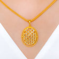 Stylish Oval Two-Tone 22k Gold Pendant Set