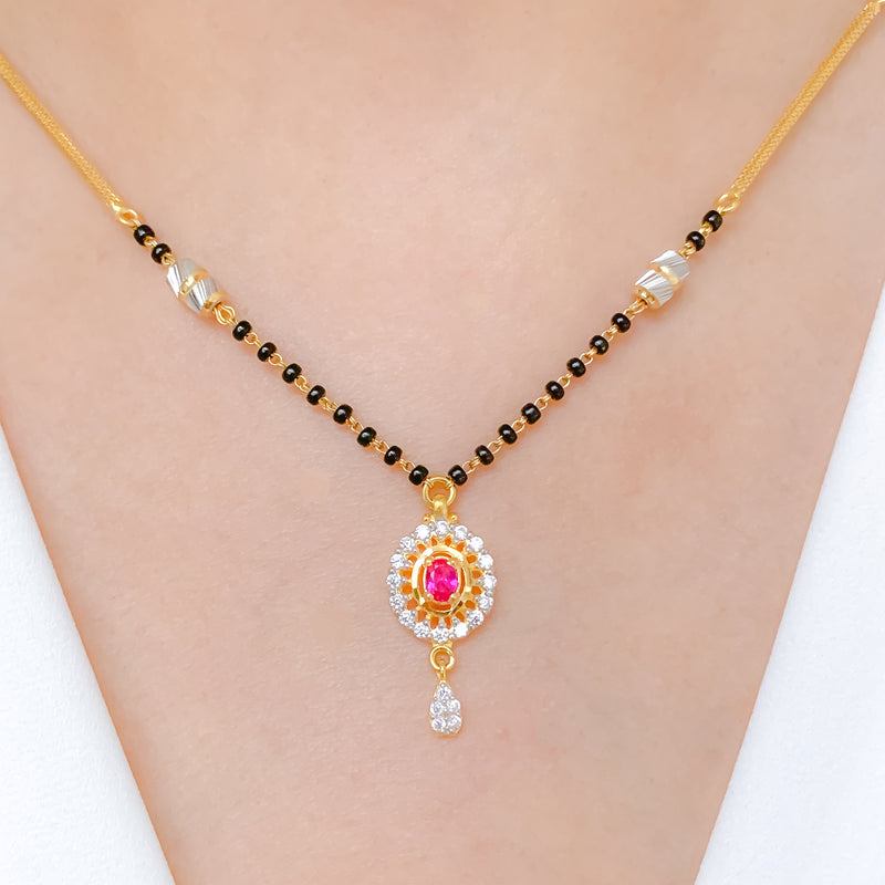 Stylish Accented Halo Drop Necklace