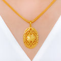 Unique Floral Jali 22k Gold Pendant Set