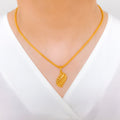 Trendy Chic Leaf 22k Gold Pendant Set