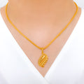 Trendy Chic Leaf 22k Gold Pendant Set