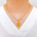 Striped Hexagonal 22k Gold Pendant Set