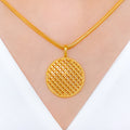 Versatile Round Dotted 22k Gold Pendant Set