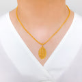 Elongated Oval 22k Gold Pendant Set