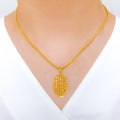 Elongated Oval 22k Gold Pendant Set