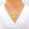 Reflective Floral 22k Gold Necklace Set