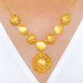 Reflective Floral 22k Gold Necklace Set