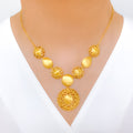 Reflective Floral 22k Gold Necklace Set