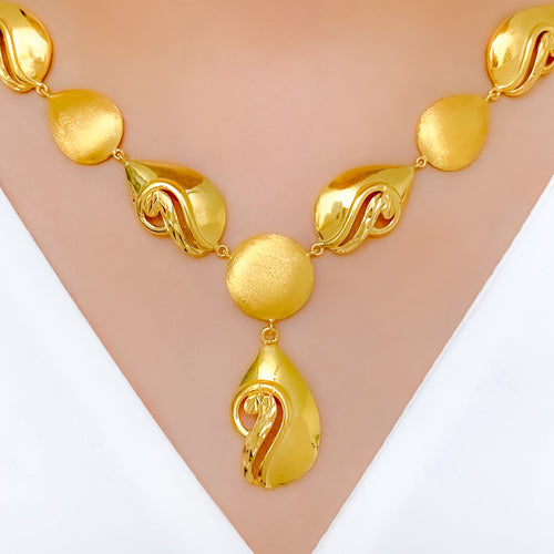 Contemporary High Finish 22k Gold Necklace Set