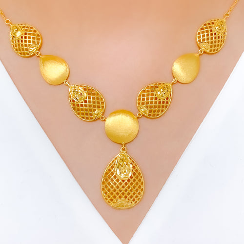 Iconic Netted Drop 22k Gold Necklace Set