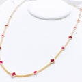 Exclusive Pink CZ 22k Gold Necklace Set w/ Bracelet