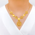 Upscale Floral Dome 22k Gold Necklace Set