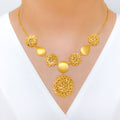 Upscale Floral Dome 22k Gold Necklace Set