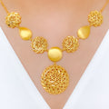 Upscale Floral Dome 22k Gold Necklace Set