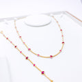 Exclusive Pink CZ 22k Gold Necklace Set w/ Bracelet