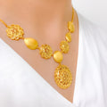 Upscale Floral Dome 22k Gold Necklace Set