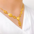 Posh Checkered Marquise 22k Gold Necklace Set