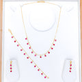 Lavish Maroon CZ 22k Gold Necklace Set w/ Bracelet