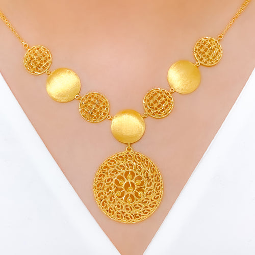 Unique Vintage Jali Work 22k Gold Necklace Set