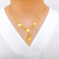 Chic Smooth Finish Leaf 22k Gold Necklace Set