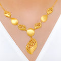 Chic Smooth Finish Leaf 22k Gold Necklace Set