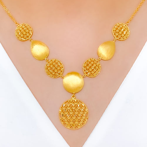 Versatile Round Mesh 22k Gold Necklace Set