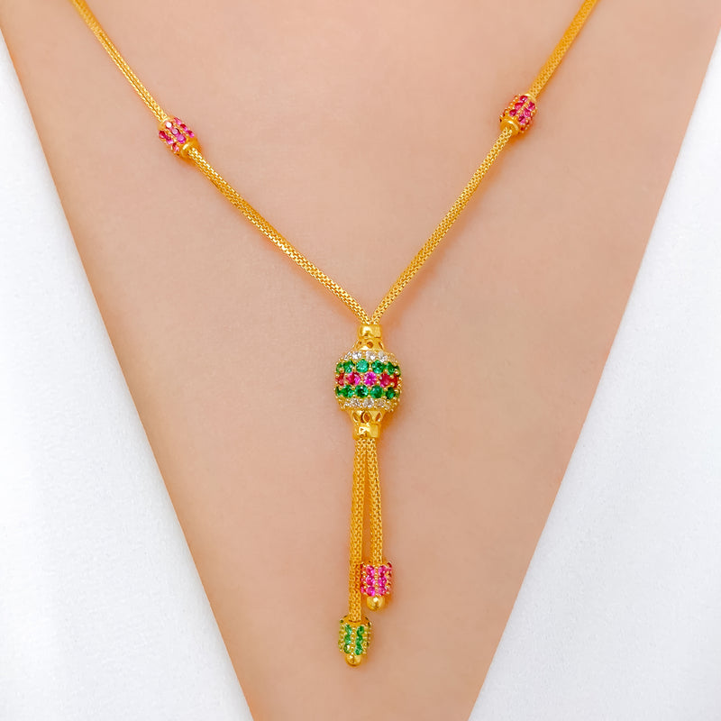 Dressy Center Accented Tassel Necklace