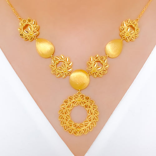 Extravagant Jazzy Wreath 22k Gold Necklace Set